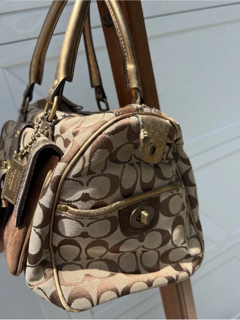 Coach Y2K Signature C Boston LIMITED EDITION 2004 Double Handles #1494 Bag - Picture 5 of 14